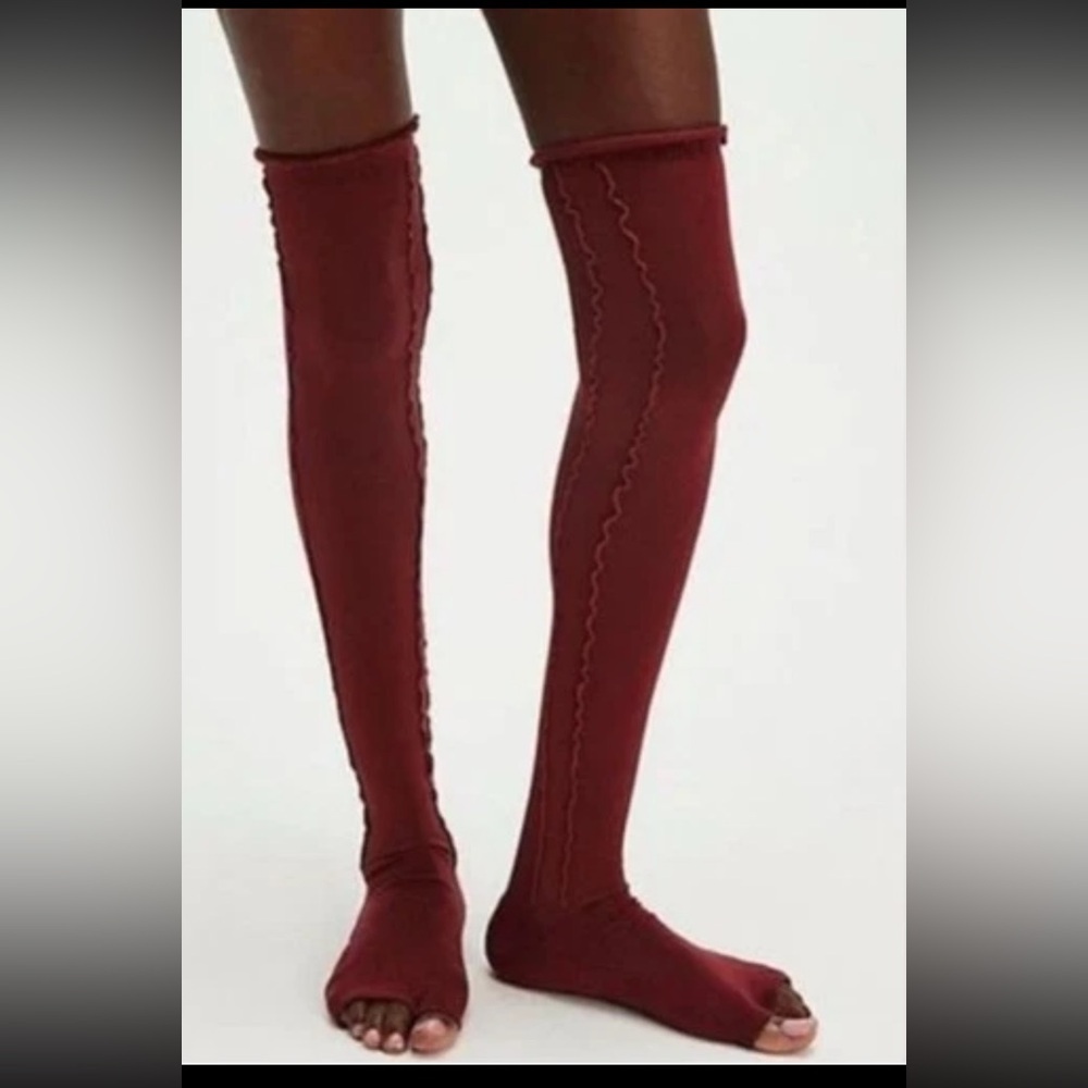 FP Movement Free People Knee High Ruffle Grip Studio Socks